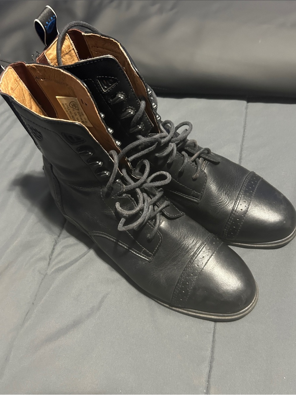 ARIAT CALBALT Men's Black Leather Lace-Up Biker Moto Cap Toe Ankle Boots 11D